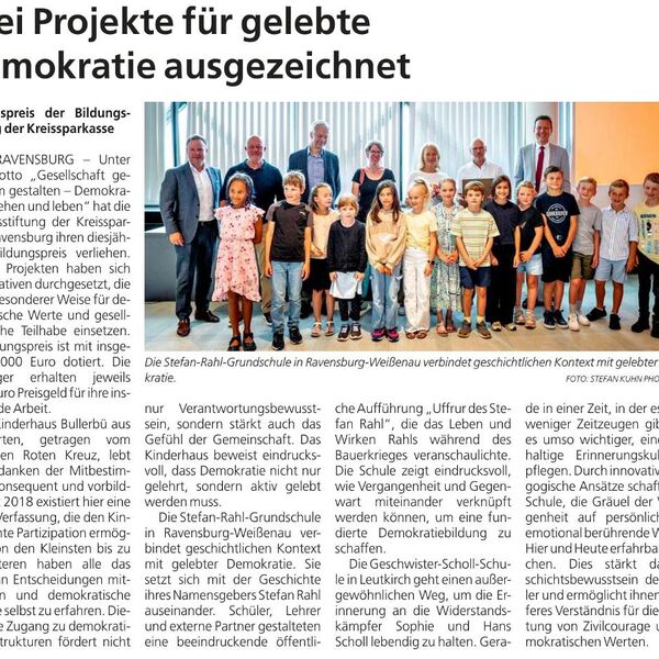 Auszeichnung für Demokratieprojekte (SZ, 10/2025)