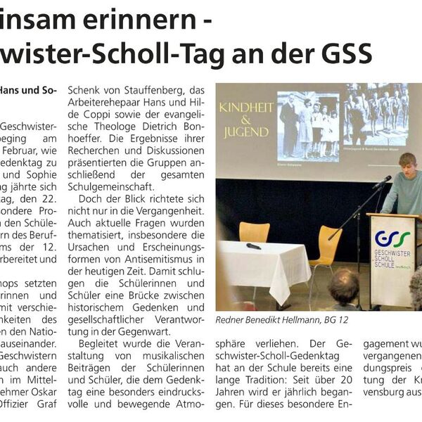 Gemeinsam erinnern - Geschwister-Scholl-Gedenktag (SZ, 03/2026)